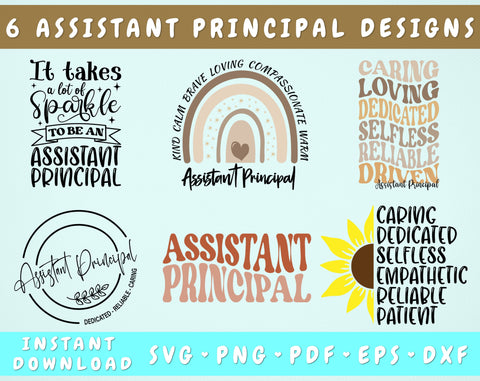 Assistant Principal SVG Bundle, 6 Designs, Assistant Principal Definition SVG, Assistant Principal Rainbow SVG, It Takes A Lot Of Sparkle To Be An Assistant Principal SVG SVG HappyDesignStudio 