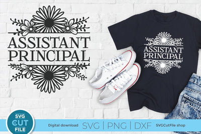 Assistant Principal svg with Flowers SVG SVG Cut File 