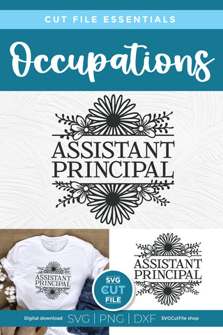 Assistant Principal svg with Flowers SVG SVG Cut File 