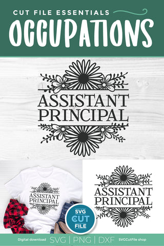 Assistant Principal svg with Flowers SVG SVG Cut File 