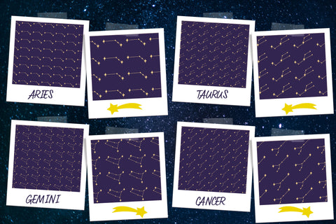 Astro Collection - Seamless Pattern Digital Paper & Zodiac Elements Vectors Cut Files SVG TheCrafterDepot 