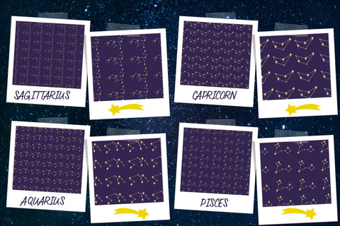 Astro Collection - Seamless Pattern Digital Paper & Zodiac Elements Vectors Cut Files SVG TheCrafterDepot 