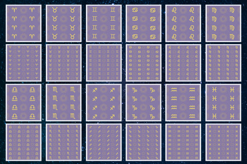 Astro Collection - Seamless Pattern Digital Paper & Zodiac Elements Vectors Cut Files SVG TheCrafterDepot 