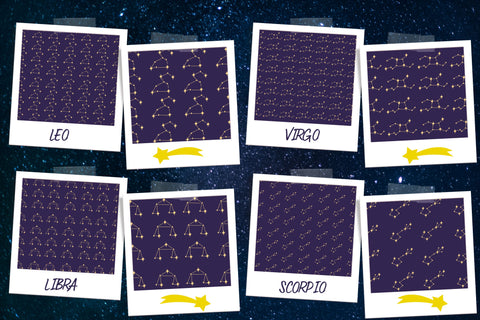 Astro Collection - Seamless Pattern Digital Paper & Zodiac Elements Vectors Cut Files SVG TheCrafterDepot 