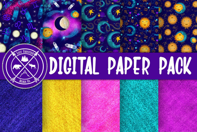 Astrological Seamless Patterns and Digital paper Digital Pattern Last Frontier Design Co. 