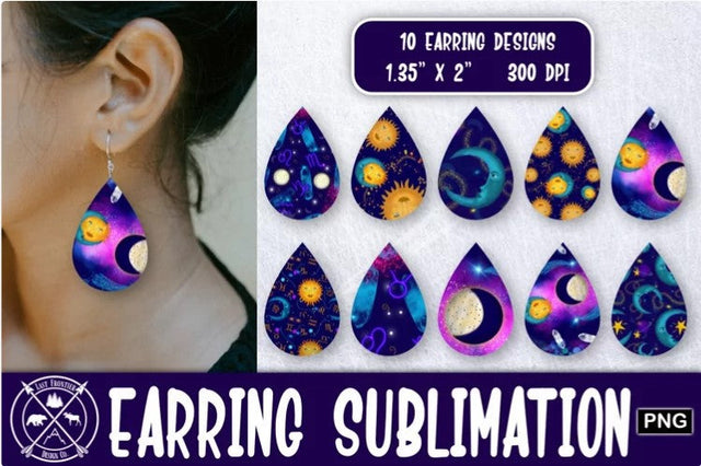 Astrology Earrings Sublimation Sublimation Last Frontier Design Co. 
