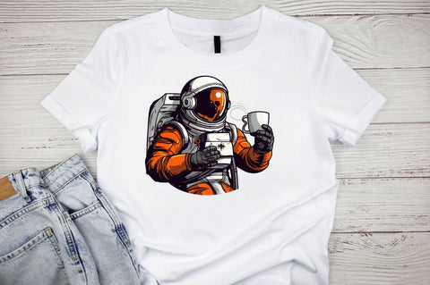 Astronaut Drinking Coffee Clipart Bundle SVG Regulrcrative 