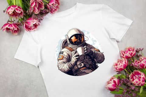 Astronaut Drinking Coffee Clipart Bundle SVG Regulrcrative 