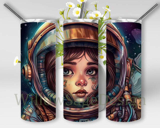 Astronaut Girl 20oz Skinny Tumbler Png, Astronaut Sublimation Skinny Tumbler, Astronaut Sublimation 20oz, Astronaut Tumbler, Digital Download Png Sublimation WillowSageDesign 