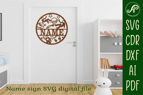 Astronaut Name Sign Svg Laser Cut File SVG APInspireddesigns 