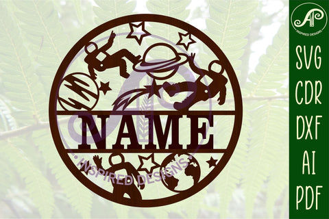 Astronaut Name Sign Svg Laser Cut File SVG APInspireddesigns 