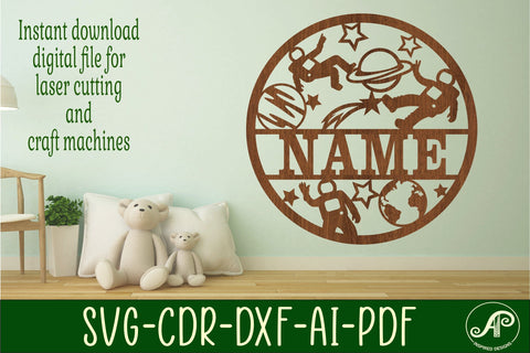Astronaut Name Sign Svg Laser Cut File SVG APInspireddesigns 