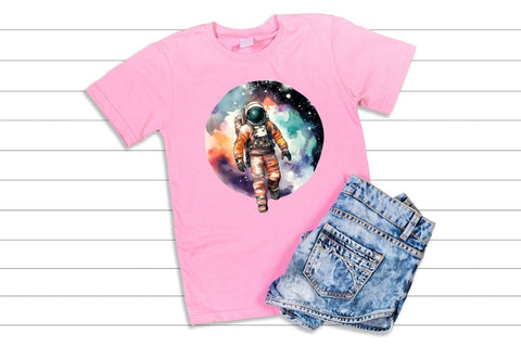 Astronaut Planets Watercolor Sublimation Sublimation Regulrcrative 