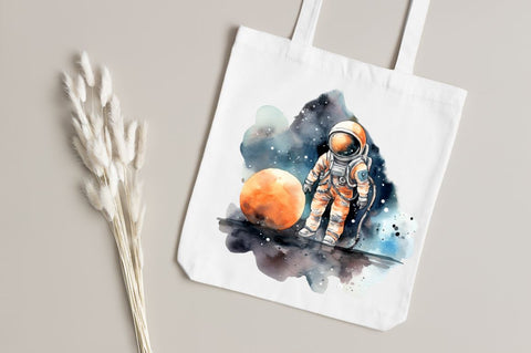 Astronaut Planets Watercolor Sublimation Sublimation Regulrcrative 