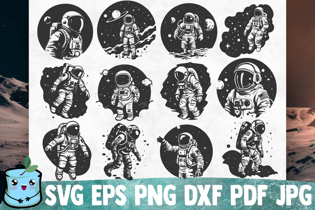 Astronaut Silhouettes Bundle SVG MintyMarshmallows 