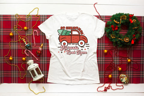 At Christmas All Roads Lead Home, Retro Christmas PNG Sublimation CraftLabSVG 