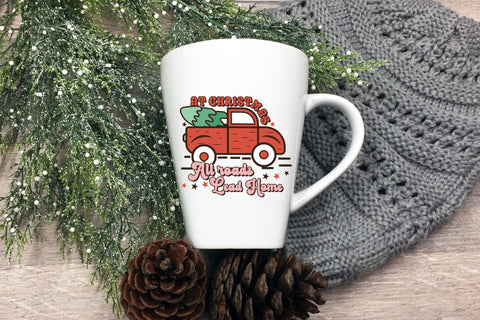 At Christmas All Roads Lead Home, Retro Christmas PNG Sublimation CraftLabSVG 