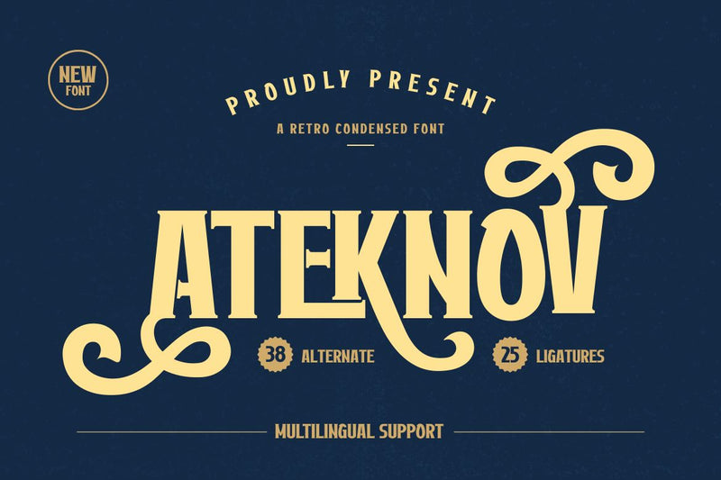 Ateknov | Retro Condensed Font Font twinletter 
