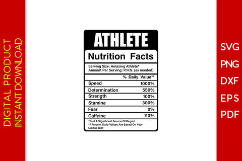 Athlete Nutrition Facts SVG PNG PDF Cut File SVG Creativedesigntee 