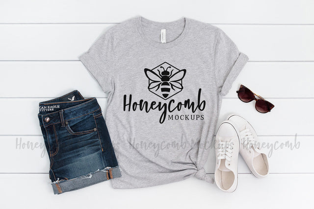 Athletic Heather 3001 Mockup, Bella Canvas Mockup, Summer Mockup Mock Up Photo Honeycomb Mockups 