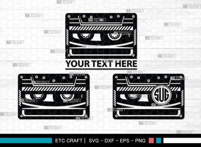 Audio Cassette Monogram, Audio Cassette Silhouette, Audio Cassette SVG, Audio Tape Svg, Cassette Tape Svg, Music Cassette Svg, Damaged Tape Svg, SB00484 SVG ETC Craft 