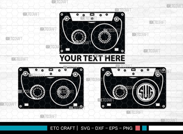 Audio Cassette Monogram, Audio Cassette Silhouette, Audio Cassette SVG, Audio Tape Svg, Cassette Tape Svg, Music Cassette Svg, Damaged Tape Svg, SB00484 SVG ETC Craft 