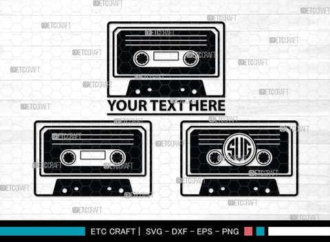 Audio Cassette Monogram, Audio Cassette Silhouette, Audio Cassette SVG, Audio Tape Svg, Cassette Tape Svg, Music Cassette Svg, Damaged Tape Svg, SB00484 SVG ETC Craft 