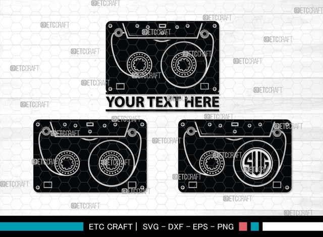 Audio Cassette Monogram, Audio Cassette Silhouette, Audio Cassette SVG, Audio Tape Svg, Cassette Tape Svg, Music Cassette Svg, Damaged Tape Svg, SB00484 SVG ETC Craft 