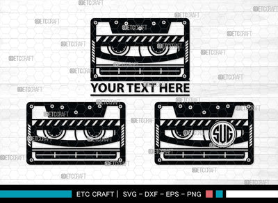Audio Cassette Monogram, Audio Cassette Silhouette, Audio Cassette SVG, Audio Tape Svg, Cassette Tape Svg, Music Cassette Svg, Damaged Tape Svg, SB00484 SVG ETC Craft 