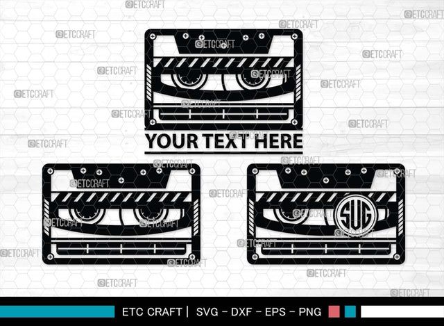 Audio Cassette Monogram, Audio Cassette Silhouette, Audio Cassette SVG, Audio Tape Svg, Cassette Tape Svg, Music Cassette Svg, Damaged Tape Svg, SB00484 SVG ETC Craft 