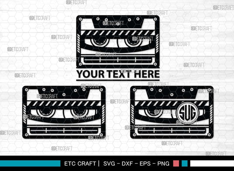Audio Cassette Monogram, Audio Cassette Silhouette, Audio Cassette SVG, Audio Tape Svg, Cassette Tape Svg, Music Cassette Svg, Damaged Tape Svg, SB00484 SVG ETC Craft 