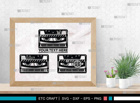 Audio Cassette Monogram, Audio Cassette Silhouette, Audio Cassette SVG, Audio Tape Svg, Cassette Tape Svg, Music Cassette Svg, Damaged Tape Svg, SB00484 SVG ETC Craft 