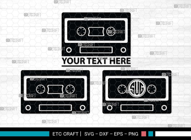 Audio Cassette Monogram, Audio Cassette Silhouette, Audio Cassette SVG, Audio Tape Svg, Cassette Tape Svg, Music Cassette Svg, Damaged Tape Svg, SB00484 SVG ETC Craft 