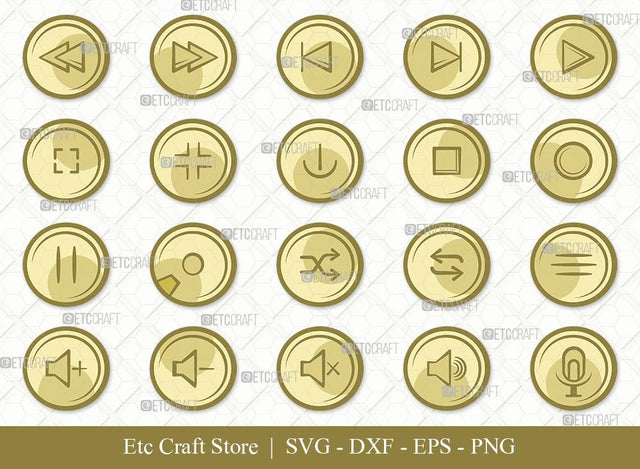 Audio Control Buttons Clipart SVG Cut File | Control Buttons Svg | Buttons Svg | Audio Button Svg | Bundle | Eps | Dxf | Png SVG ETC Craft 