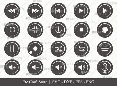 Audio Control Buttons Silhouette SVG Cut File | Control Buttons Svg | Buttons Svg | Audio Button Svg | Bundle | Eps | Dxf | Png SVG ETC Craft 