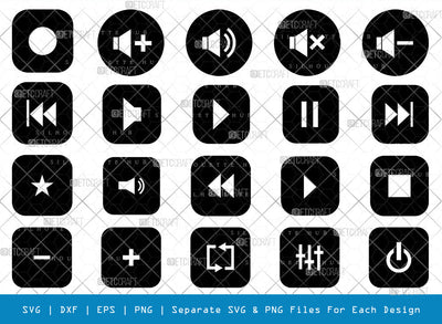 Audio Control Buttons SVG, Buttons Silhouette, Audio Svg, Buttons Svg, Audio Button Svg, Music Player Svg, Playstation Buttons Svg, Buttons Bundle SVG ETC Craft 
