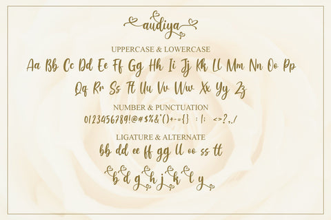 Audiya Romantic Script Font MJB Letters Studio 