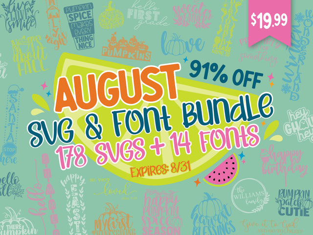 August 2021 SVG and Font Bundle Bundle So Fontsy Design Shop 