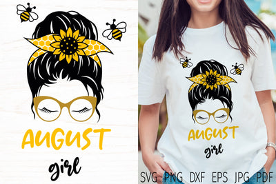 August girl svg, mom life messy bun svg, August birthday SVG Digital Rainbow Shop 