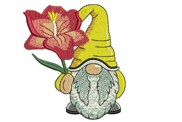 August Gladiolus Gnome Embroidery Design, Month Flower Embroidery Embroidery/Applique DESIGNS NextEmbroidery 
