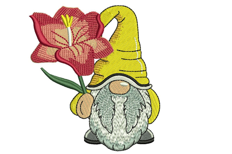 August Gladiolus Gnome Embroidery Design, Month Flower Embroidery Embroidery/Applique DESIGNS NextEmbroidery 