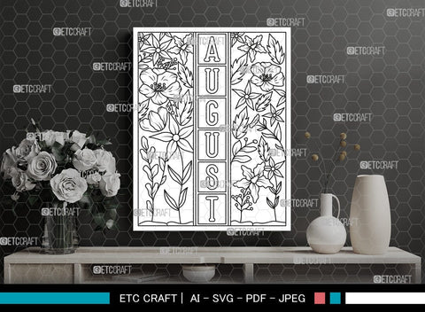 August Month Printable Coloring Page Cut File, PDF Colouring Book, Instant Download, CBP00018 SVG ETC Craft 