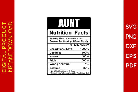 Aunt Nutrition Facts SVG PNG PDF Cut File SVG Creativedesigntee 