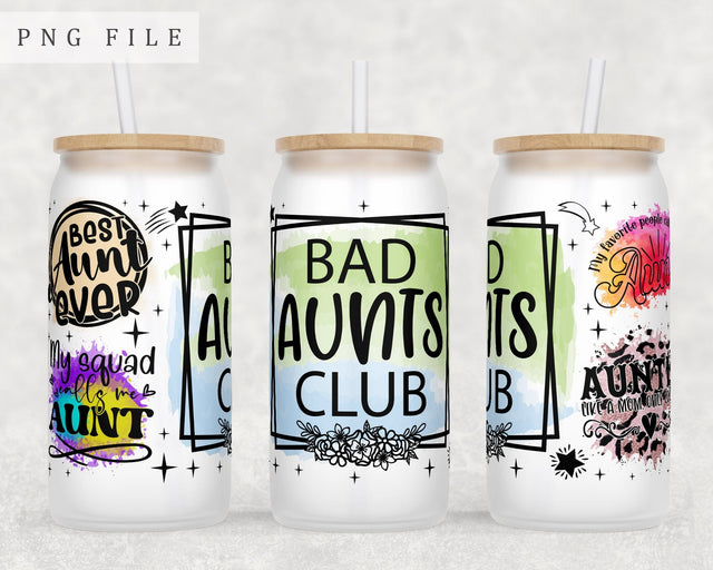 Aunt Quotes Libbey Glass Can Wrap, 16oz Glass Can Sublimation Design, Best Aunt Ever Glass Can PNG File Sublimation HappyDesignStudio 