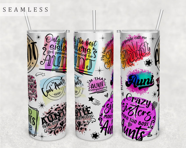 Aunt Quotes Tumbler Wrap, 20 Oz Skinny Tumbler Aunt Sayings Sublimation Design, Seamless Tumbler PNG Sublimation HappyDesignStudio 