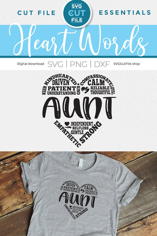 Aunt svg, auntie svg, aunts day svg, aunt heart svg, best aunt svg, aunts day gift, gift idea, for aunt, aunty, svg for cricut, svg dxf png SVG SVG Cut File 