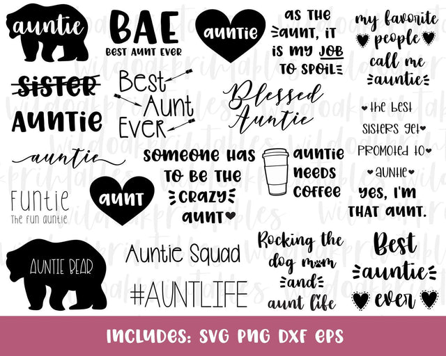 aunt svg bundle, auntie svg, aunt life svg, best auntie svg, blessed auntie svg, blessed aunt svg, dinosaur aunt, funny aunt svg, svg, SVG WildOakSVG 