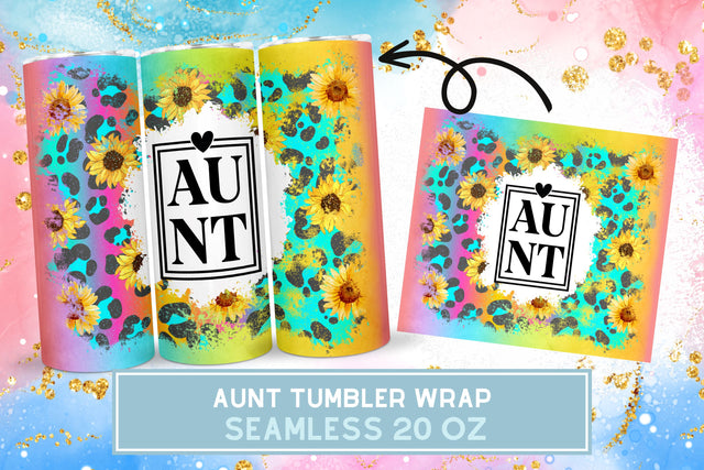 Aunt Tumbler Wrap, Sunflower Tumbler, Leopard Tumbler Sublimation PixelKat 
