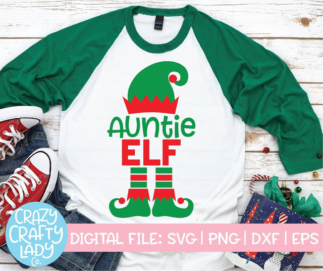 Auntie Elf | Christmas SVG Cut File SVG Crazy Crafty Lady Co. 