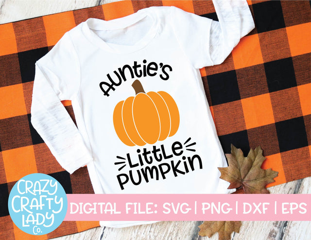 Auntie's Little Pumpkin | Fall Family Quote | Kids SVG Cut File SVG Crazy Crafty Lady Co. 